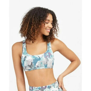 Spanx NWT Printed Low Impact Sports Bra in Camo/Pink Womens XS